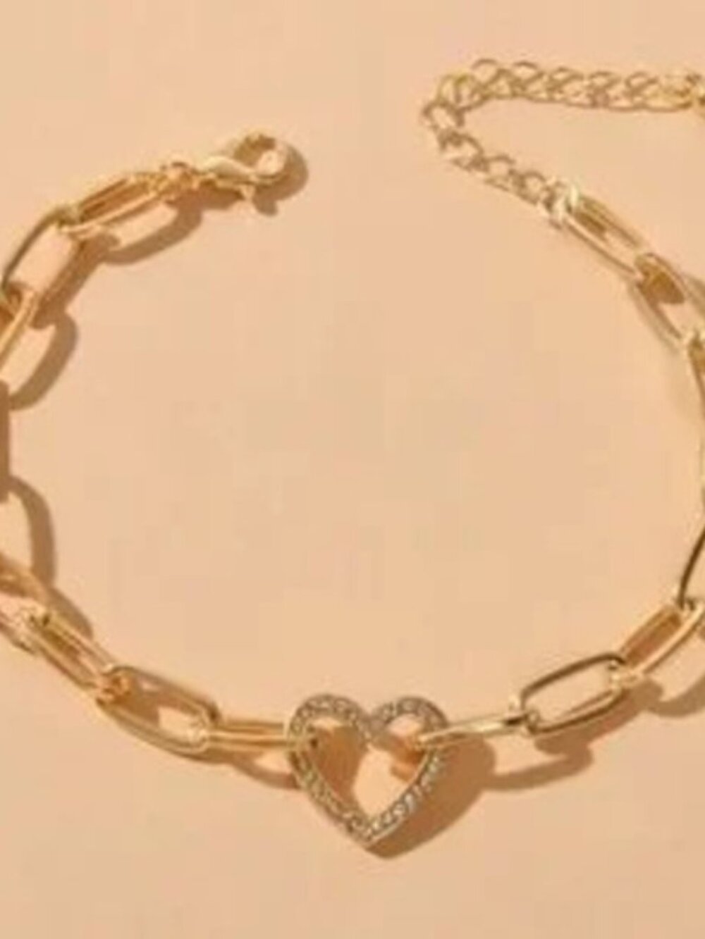 Heart Gold Tone Chain Bracelet